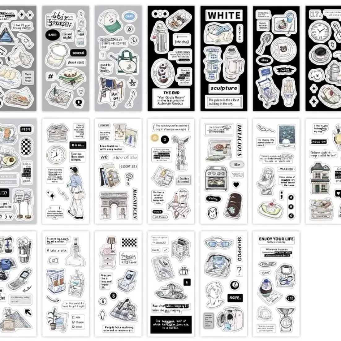 4종 20장 일상 씰스티커북 씰스티커 키치 감성 빈티지 스티커 다꾸