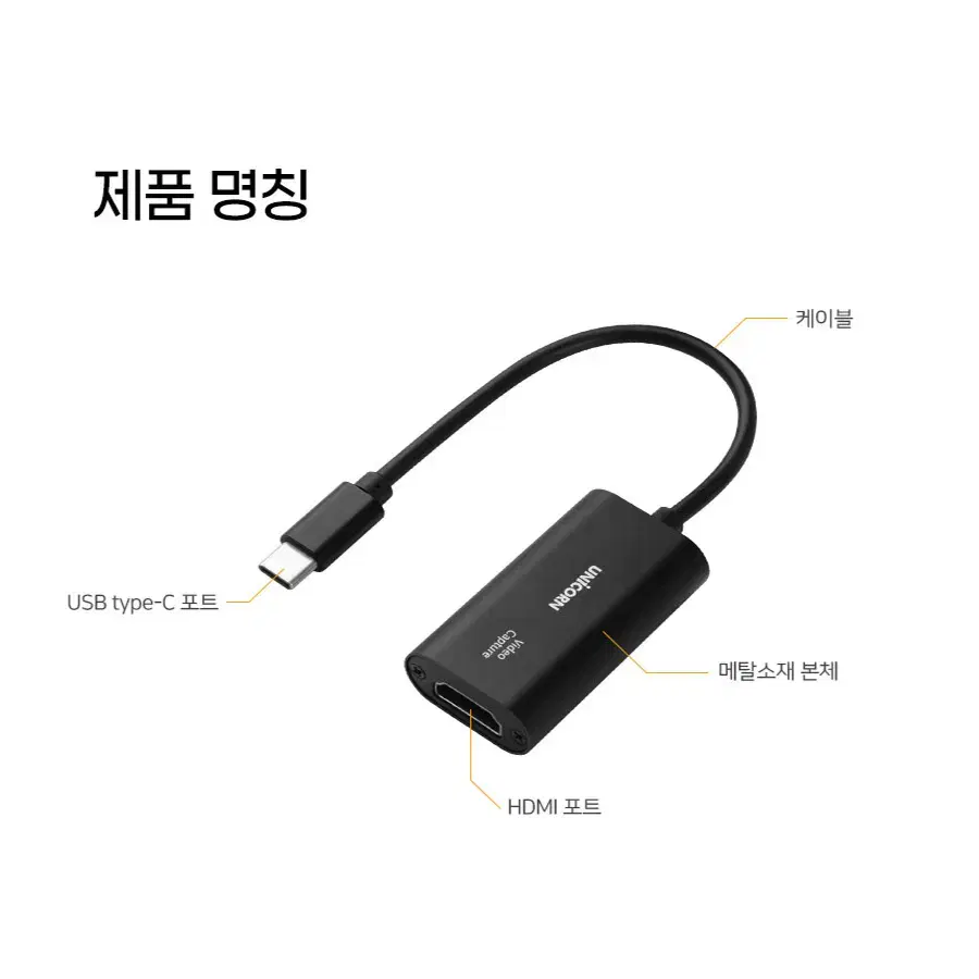 USB C타입 4K지원 캡처보드 케이블형젠더