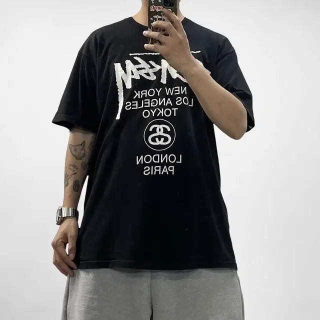 스투시 Stussy 월드투어 반팔 티셔츠 블랙