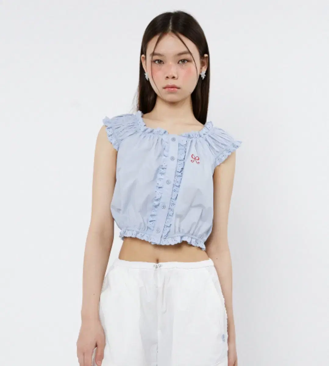 핍펫 블라우스 Shirring Cap Sleeve Blouse