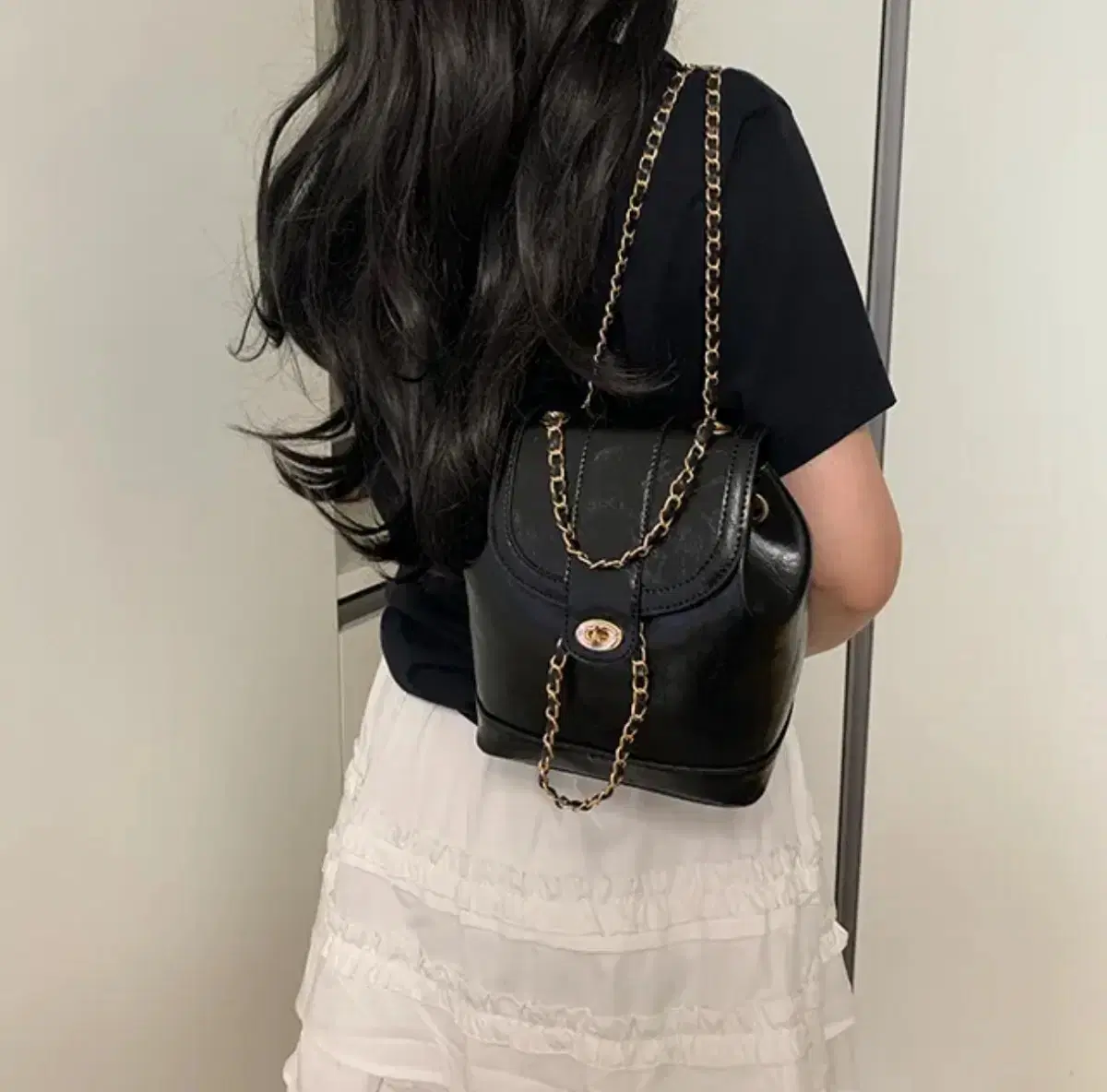 Leather chain backpack