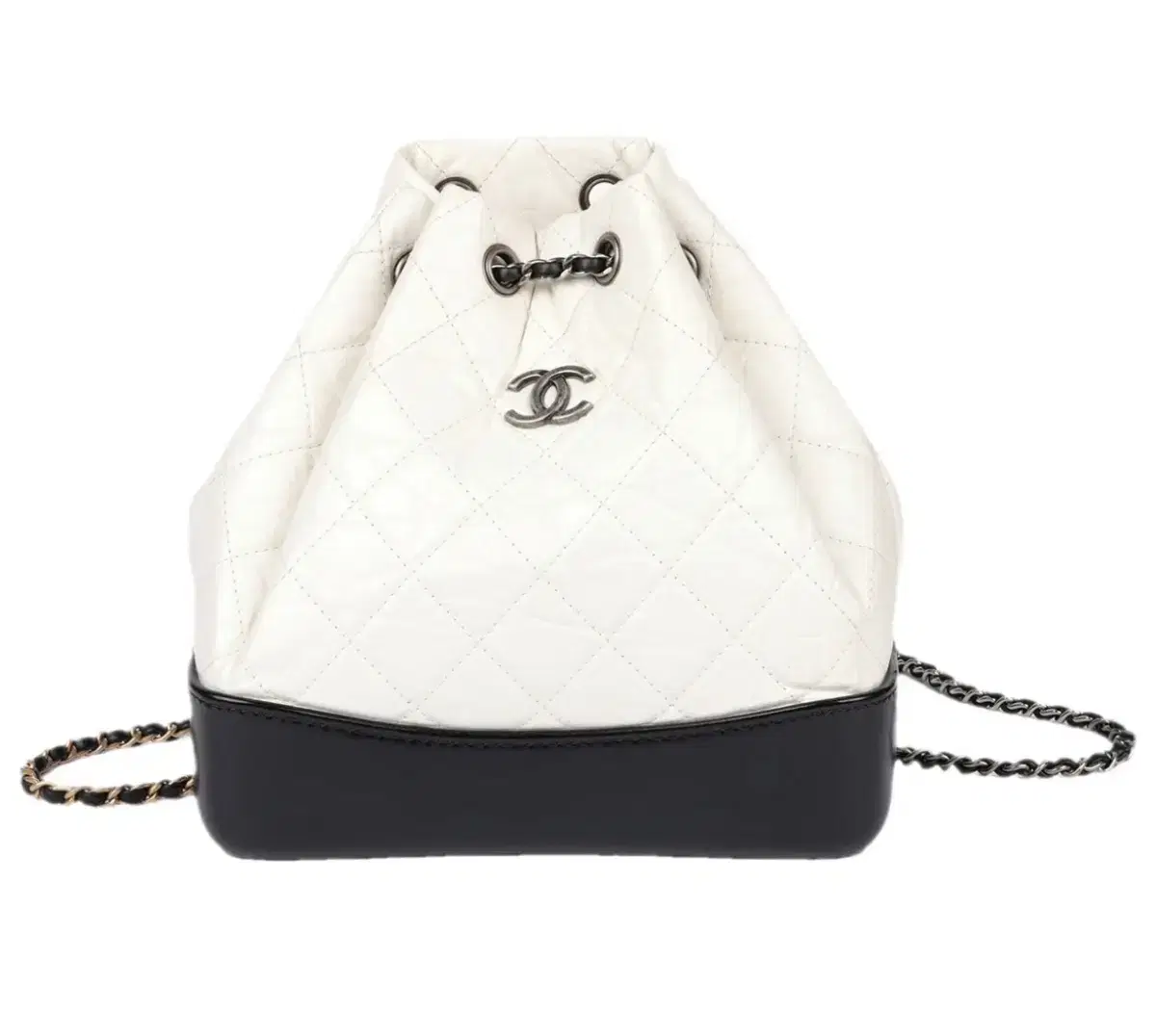 Chanel Gabrielle Backpack Small White with built-in chip