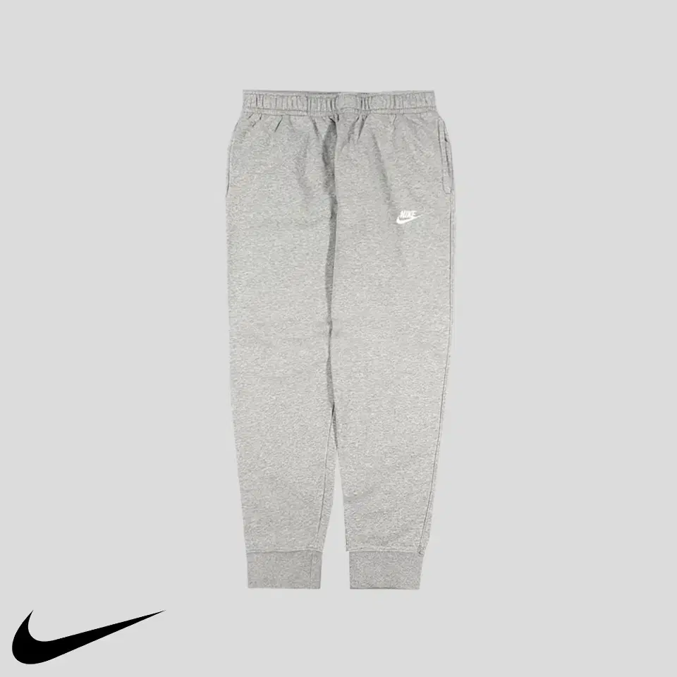 Nike Melange Grey White Puchura Embroidered Cotton Blend Brushed Banded Jogger Pants Sweatpants