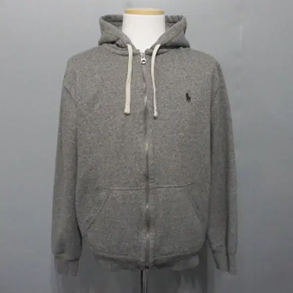 M9352 - Polo Men's95 size dark gray brushed hooded zip-up