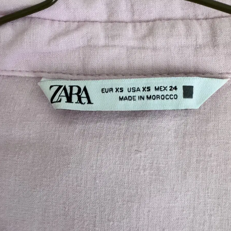 자라 zara 린넨 슬리브 셔츠 (로즈핑크색 xs)