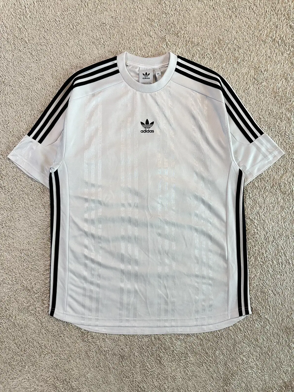 [2XL] 아디다스 ADIDAS 자카드 센터로고 반팔 티셔츠 화이트