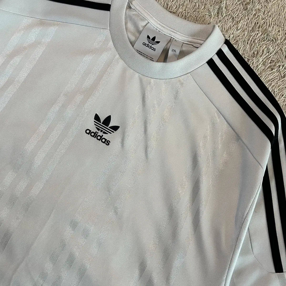 [2XL] 아디다스 ADIDAS 자카드 센터로고 반팔 티셔츠 화이트