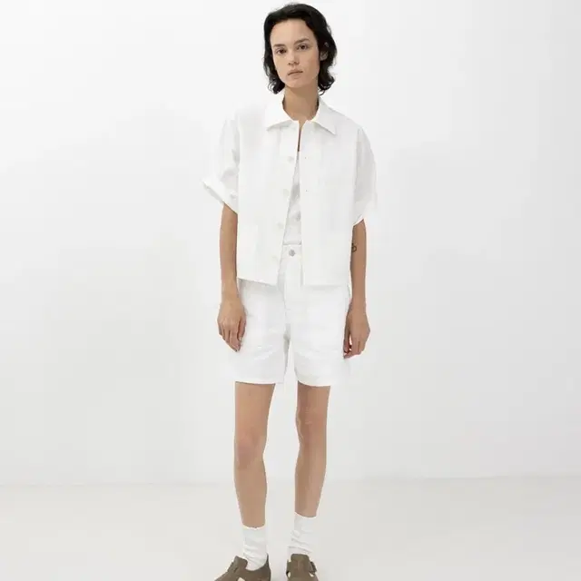 로우 Andy cotton shirt jacket_white