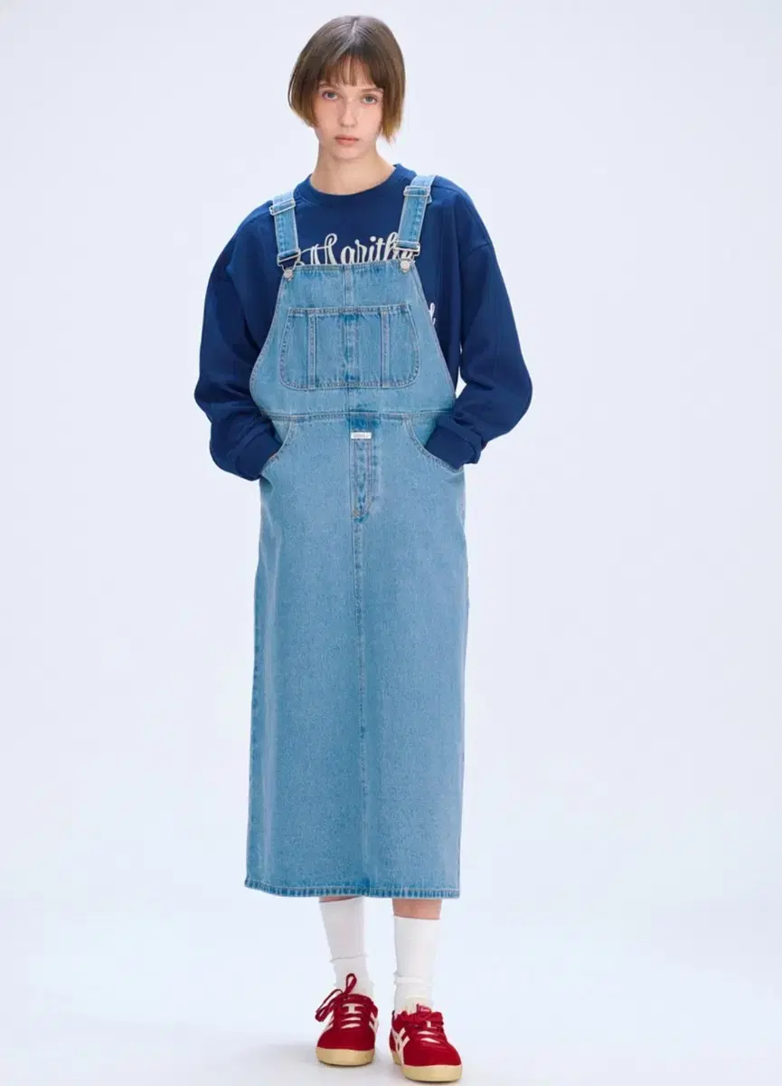 마리떼 프랑소와 저버 W DENIM OVERALL SKIRT blue 새