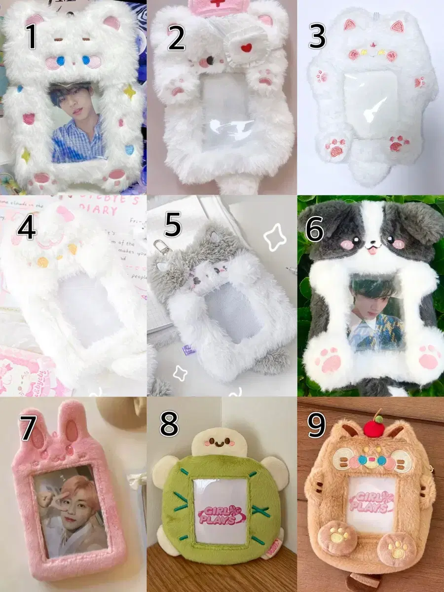 Fluffy animal fruit idol photocard plush photocard holder