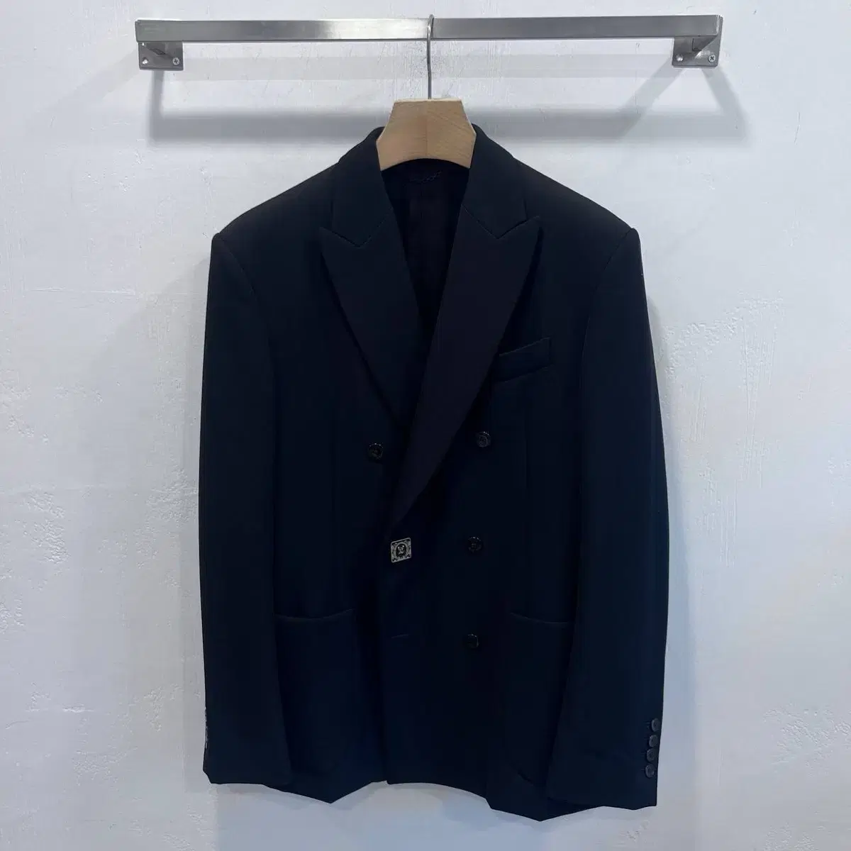 Louis Vuitton Monogram Overcoat Wool Blazer Black / 50