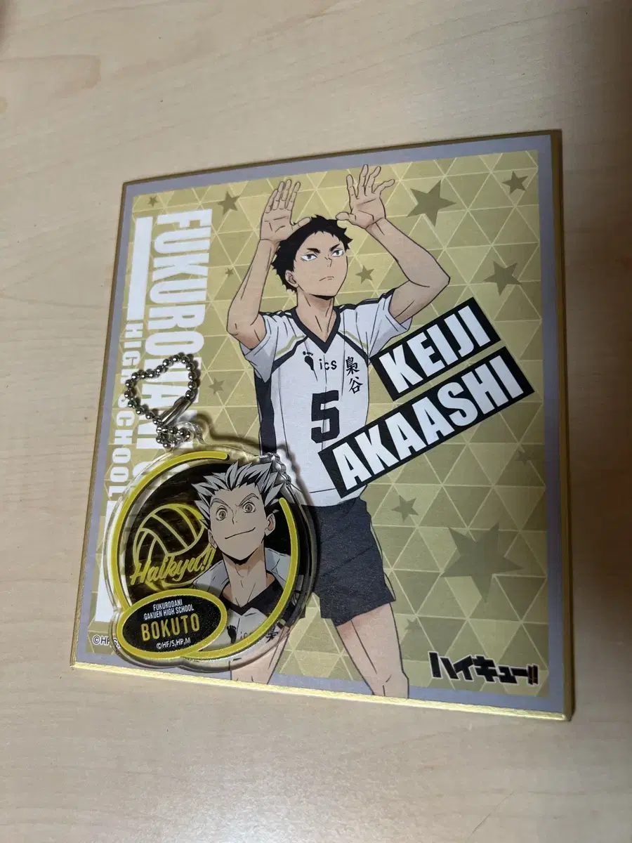 Haikyuu Akaashi Bokuto colored paper, acrylic keyring