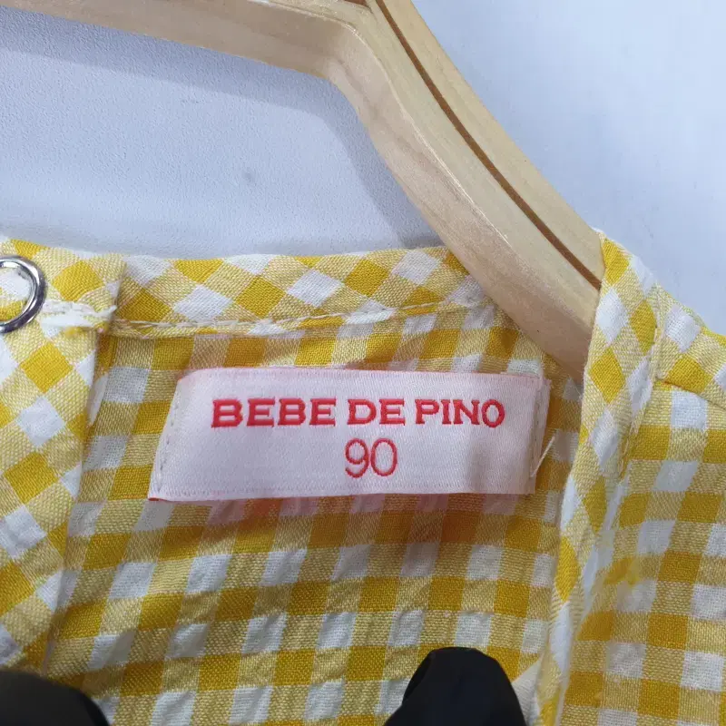 Z5365 BEBEDEPINO 노랑 체크 바디 수트 아동90