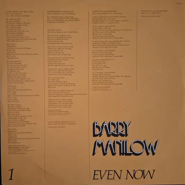 미국원반/Barry Manilow - Even Now LP