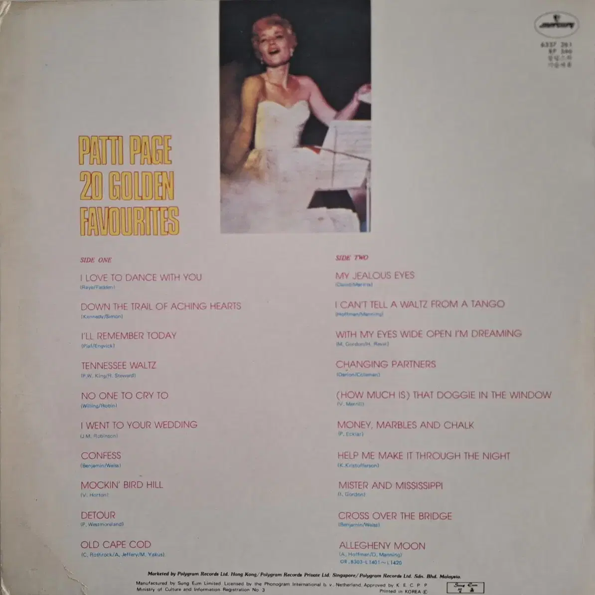 국내라이센스반/Patti Page LP