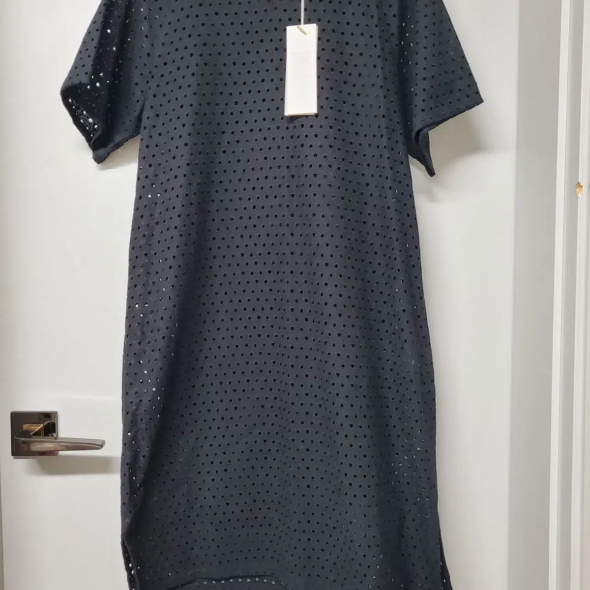 미사용 메종드이네스 black punching tunic dress