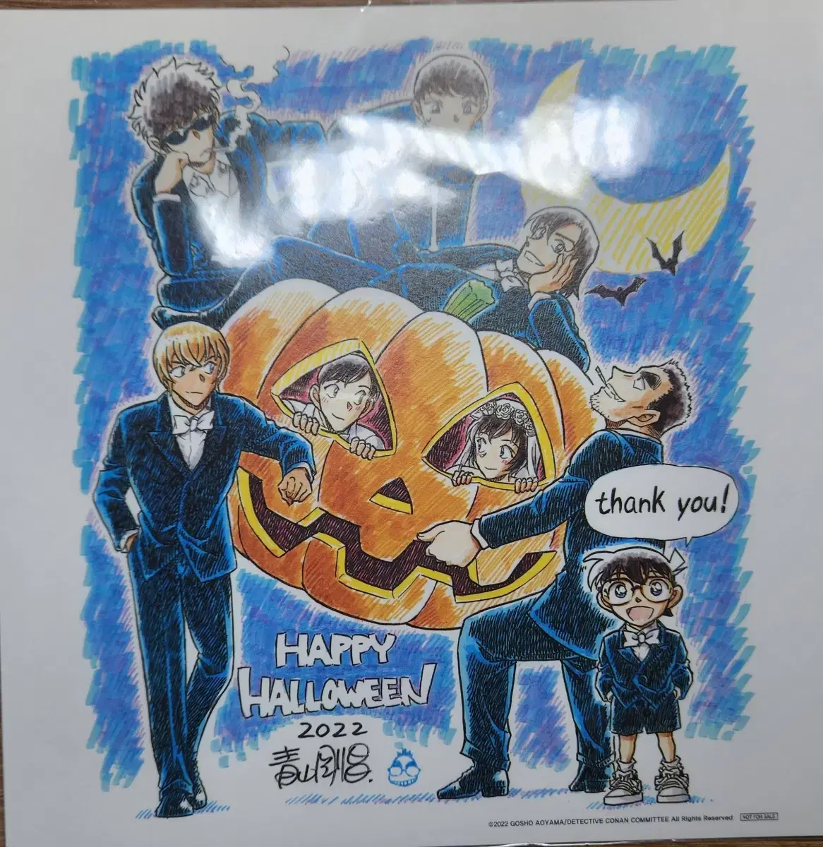 Detective Conan Halloween's Bride movie pre-order benefit original artwork color paper