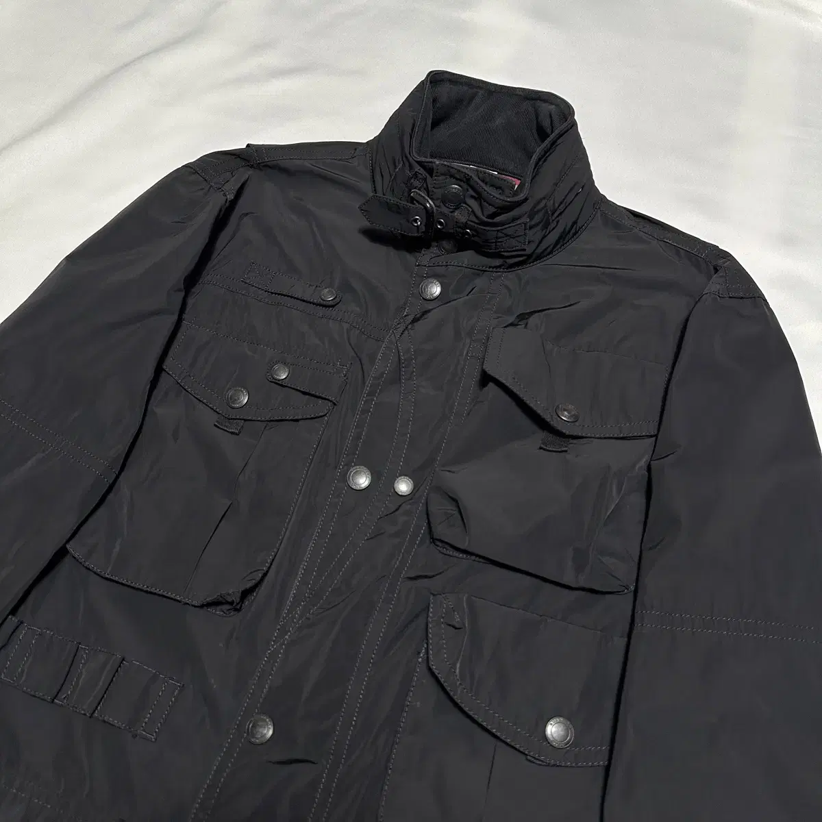 M Burberry Multi-Pocket Black Poly Jacket