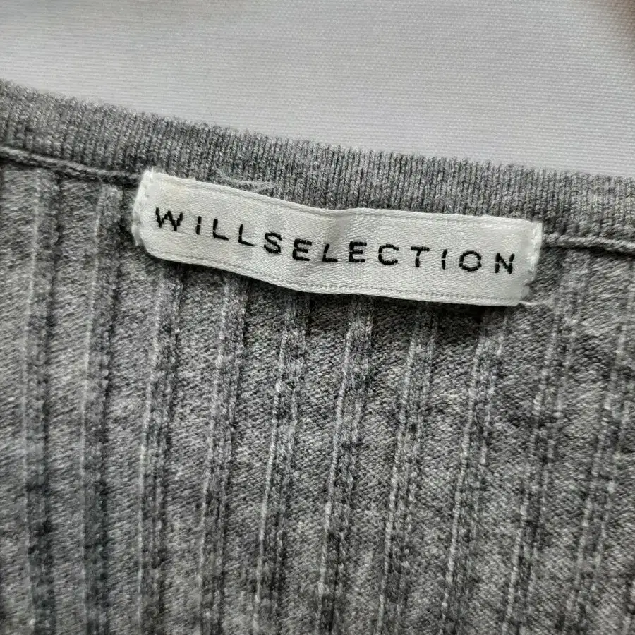 일본WILLSELECTION 회색멜란지 비즈레이스 반팔니트M  H2ty