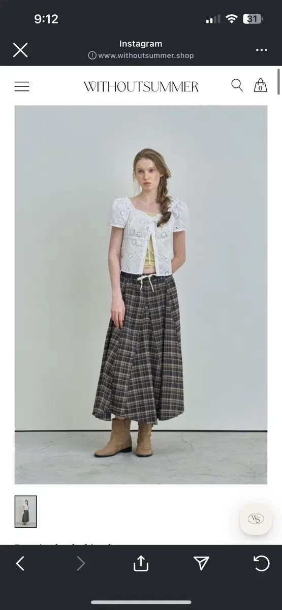 위드아웃썸머 Reepie check skirt_brown