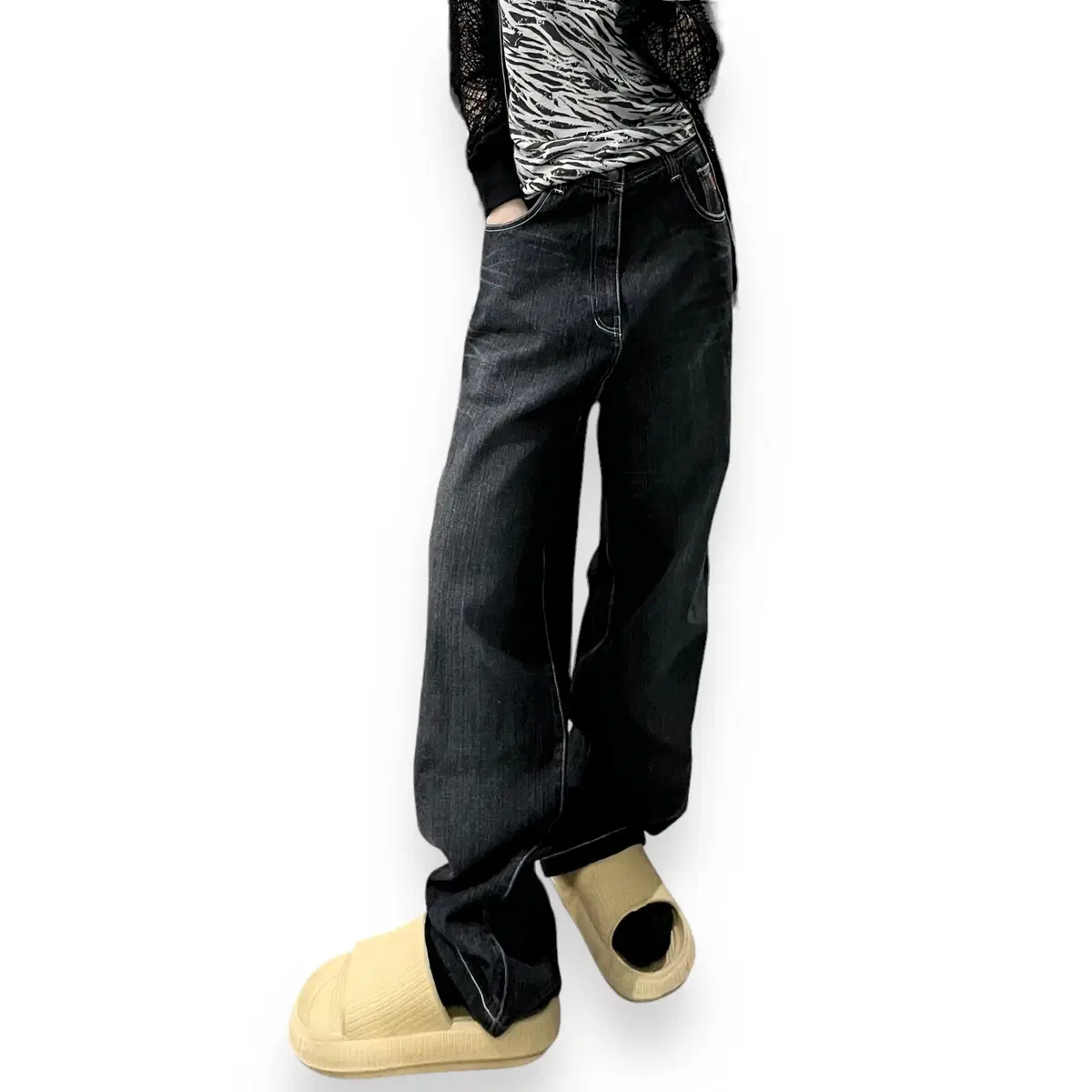 Locawear black and blue denim pants