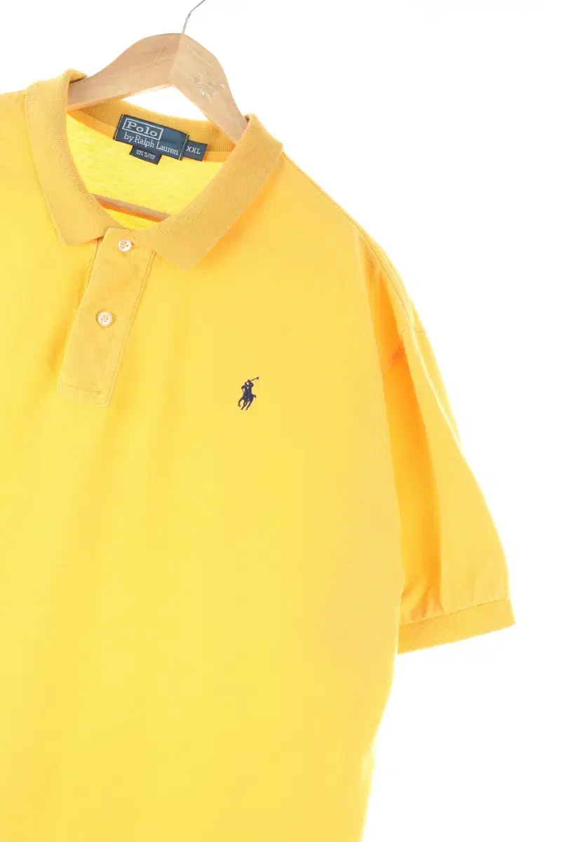 (2XL) Polo Ralph Lauren Short-Sleeved kara T-shirt Big Size Yellow-E93D