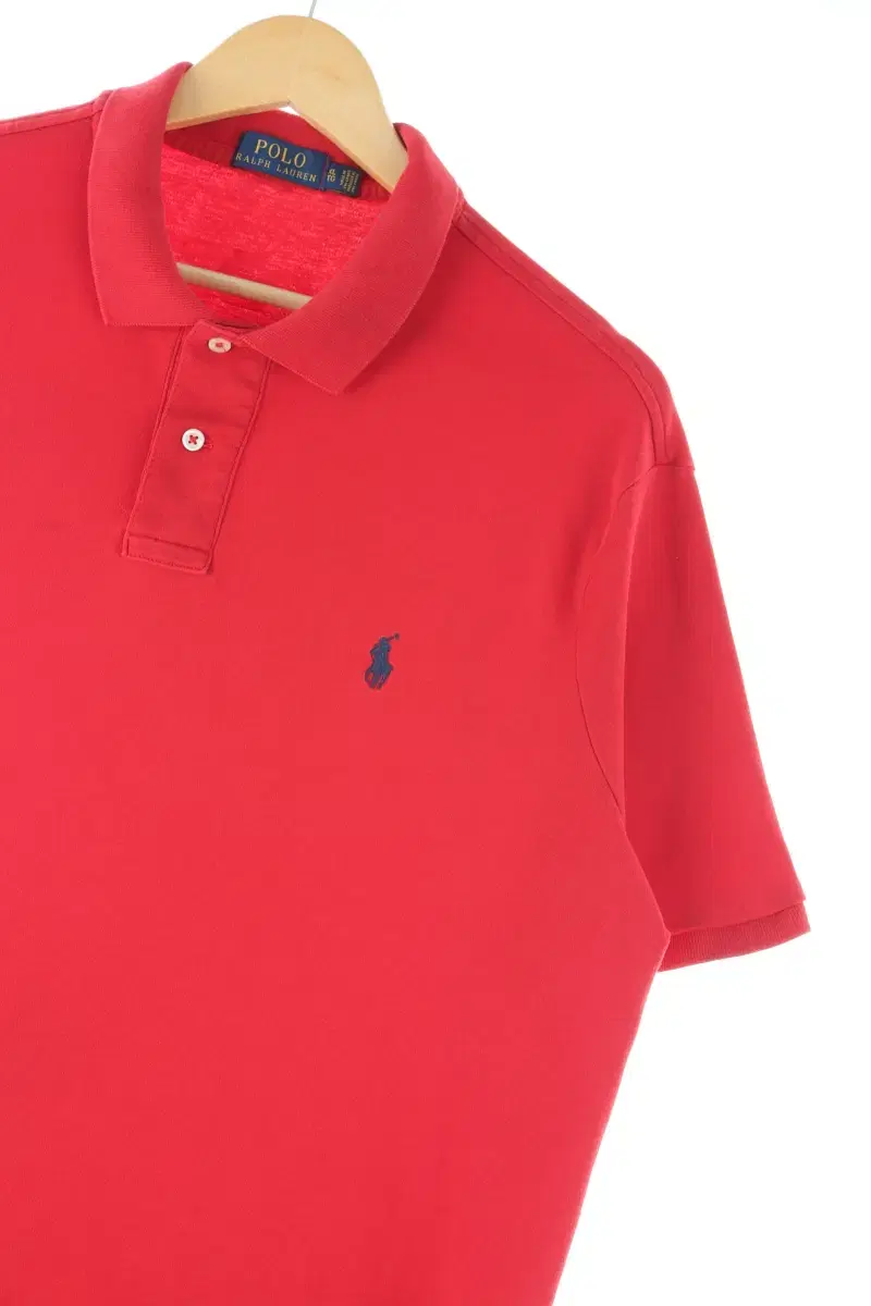 (XL) Polo Ralph Lauren Short-Sleeved kara T-shirt Stain Red Cotton - E93E