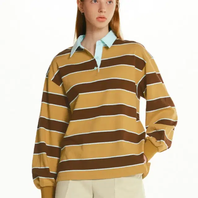 앤유 KINGS CROSS Stripe collar sweatshirt