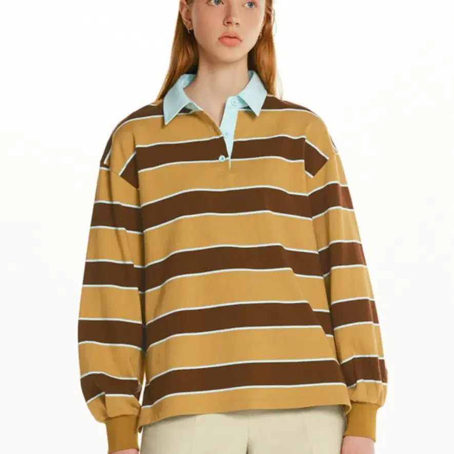 앤유 KINGS CROSS Stripe collar sweatshirt