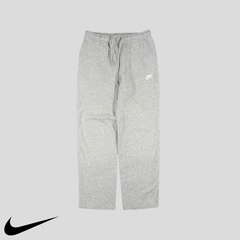 Nike Grey White Fuchsia Logo Embroidered Cotton Blend Banded Brushed Sweatpants Tray