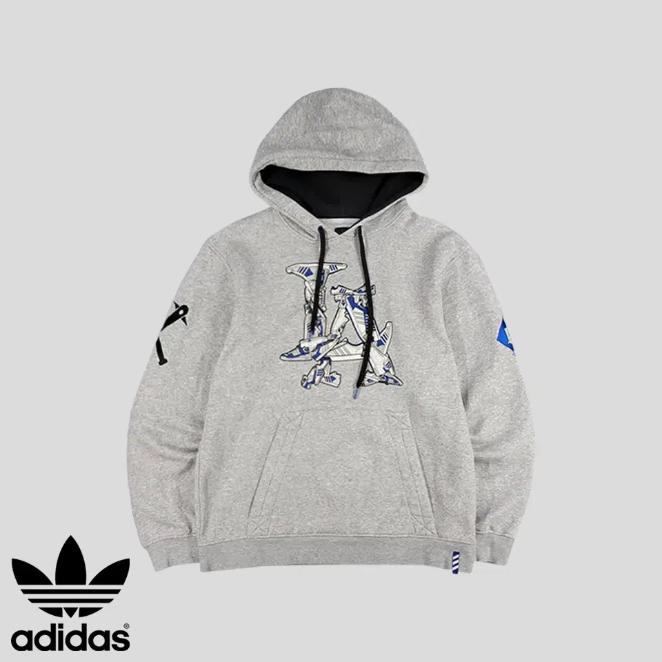 Adidas 00s Melange Gray LA Shoes Printing Arm Patch Cotton Blend Sweatshirt Hoodie