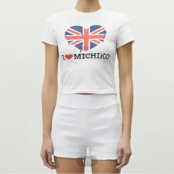 미치코런던 반팔 MELTING UNION JACK TOP WHITE