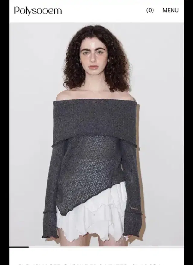 폴리수엠 SLOUCHY OFF-SHOULDER SWEATER, CHARC