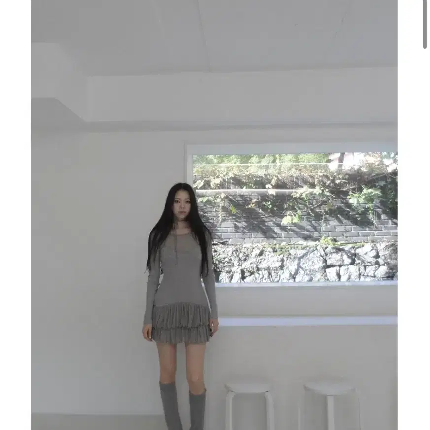 팝시즈 Sheer Jersey Dress (Gray)