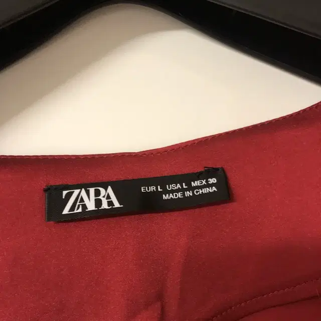 Zara 자라 새틴 콩단추 리본 블라우스 셔츠 레드 빨강