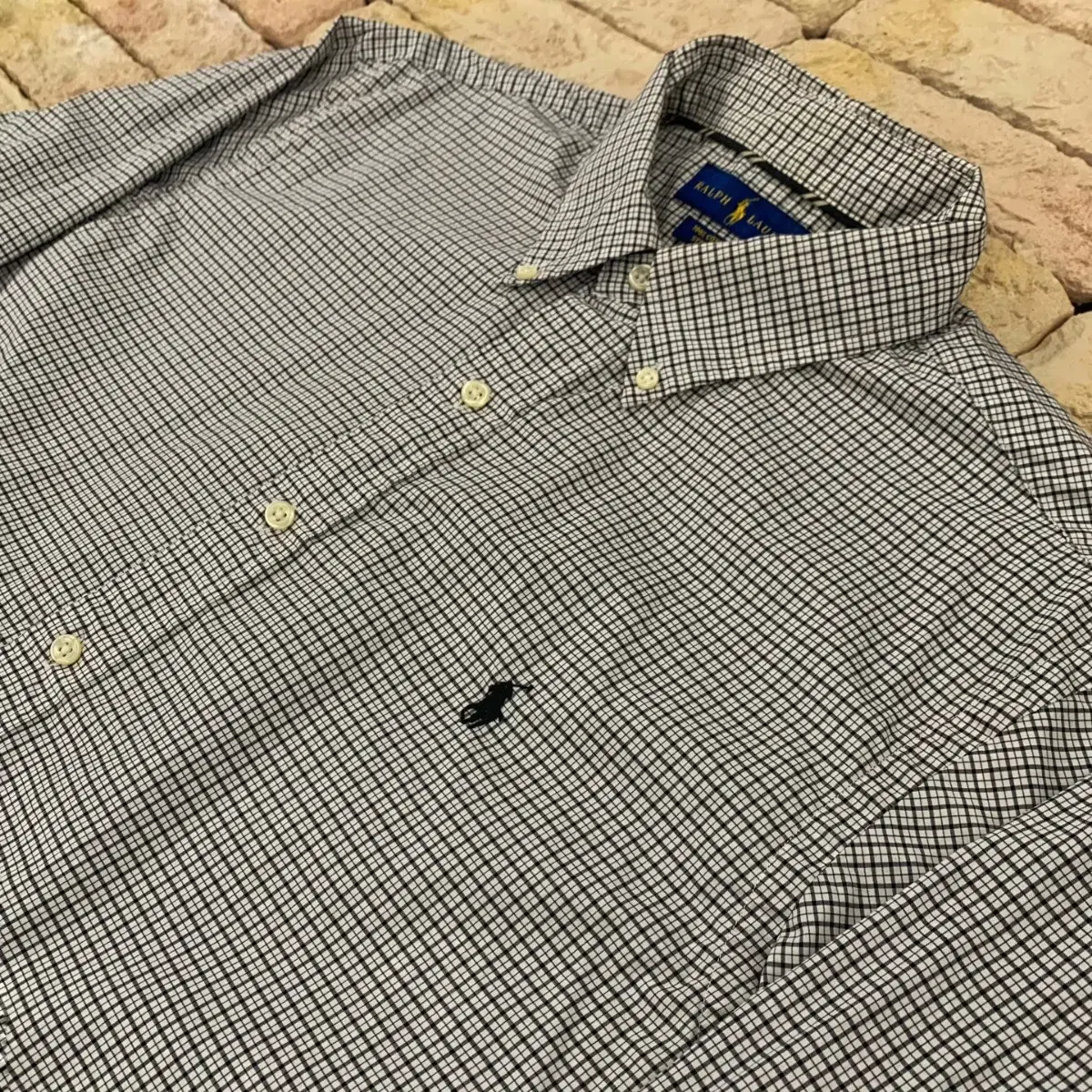 [L] Ralph Lauren Polo Windowpane check cotton stretch shirt