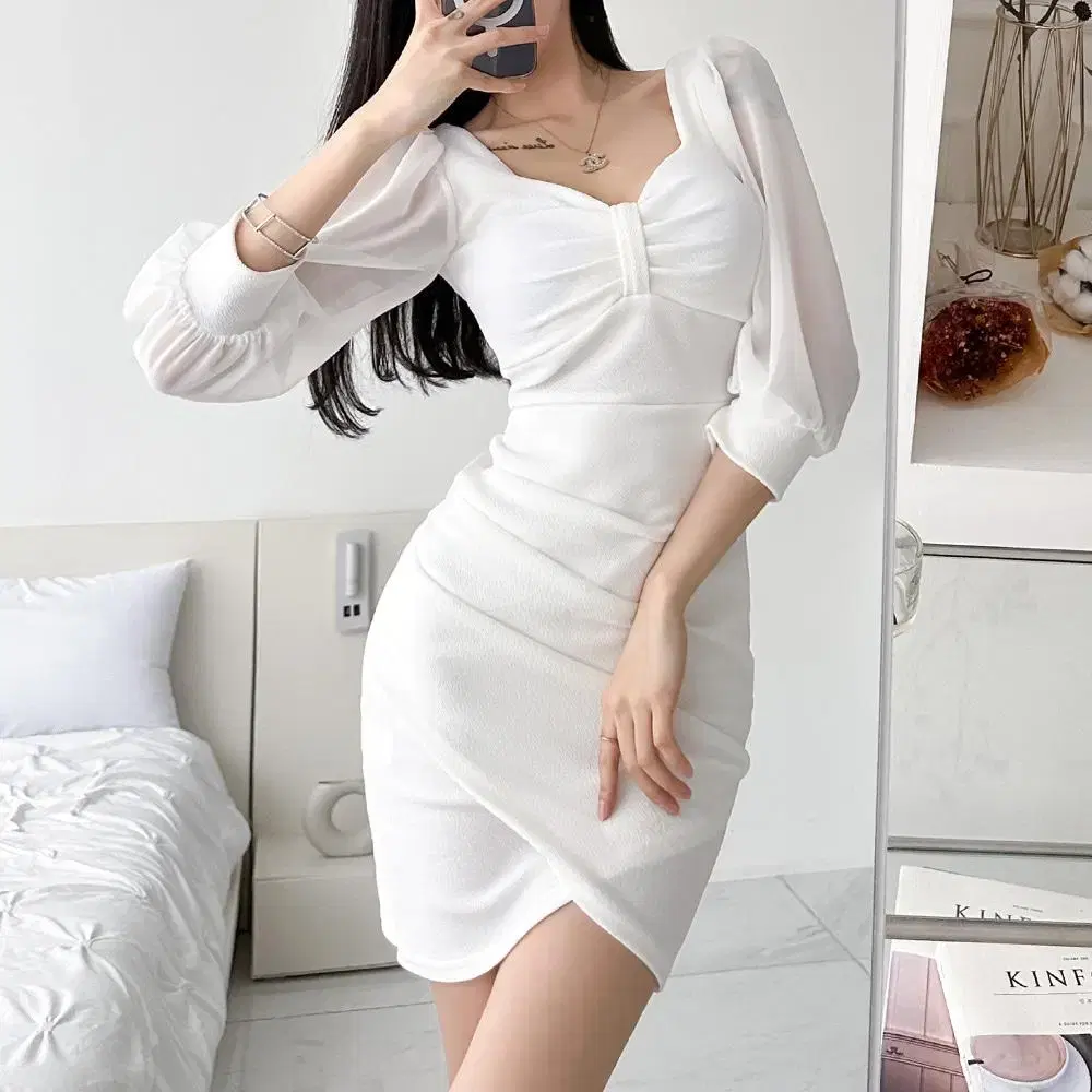 Women's Ribbon Shirring Chiffon Sleeve Tulip Halter Mini Wrap ONEPIECE