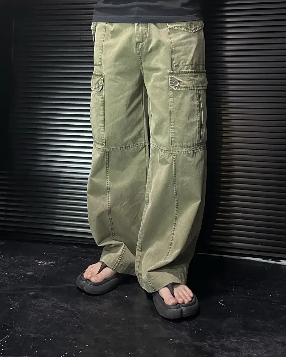 Stormwing Wash Military Khaki Cargo Trousers Pants 28 Pocket Wide Tong