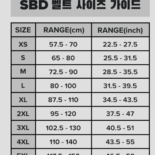 SBD 레버벨트 13mm 뉴버전 2XL사이즈 새상품