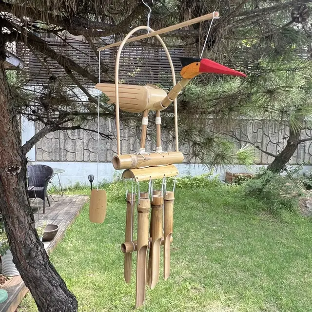 대나무 핸드메이드 새 풍경종 Bamboo bird wind chime