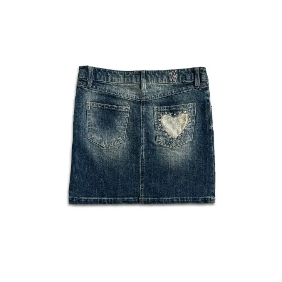 vintage denim back heart mini skirt