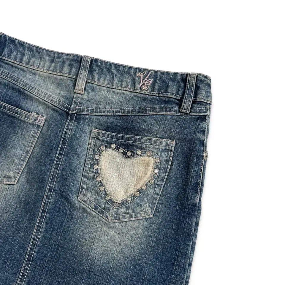 vintage denim back heart mini skirt