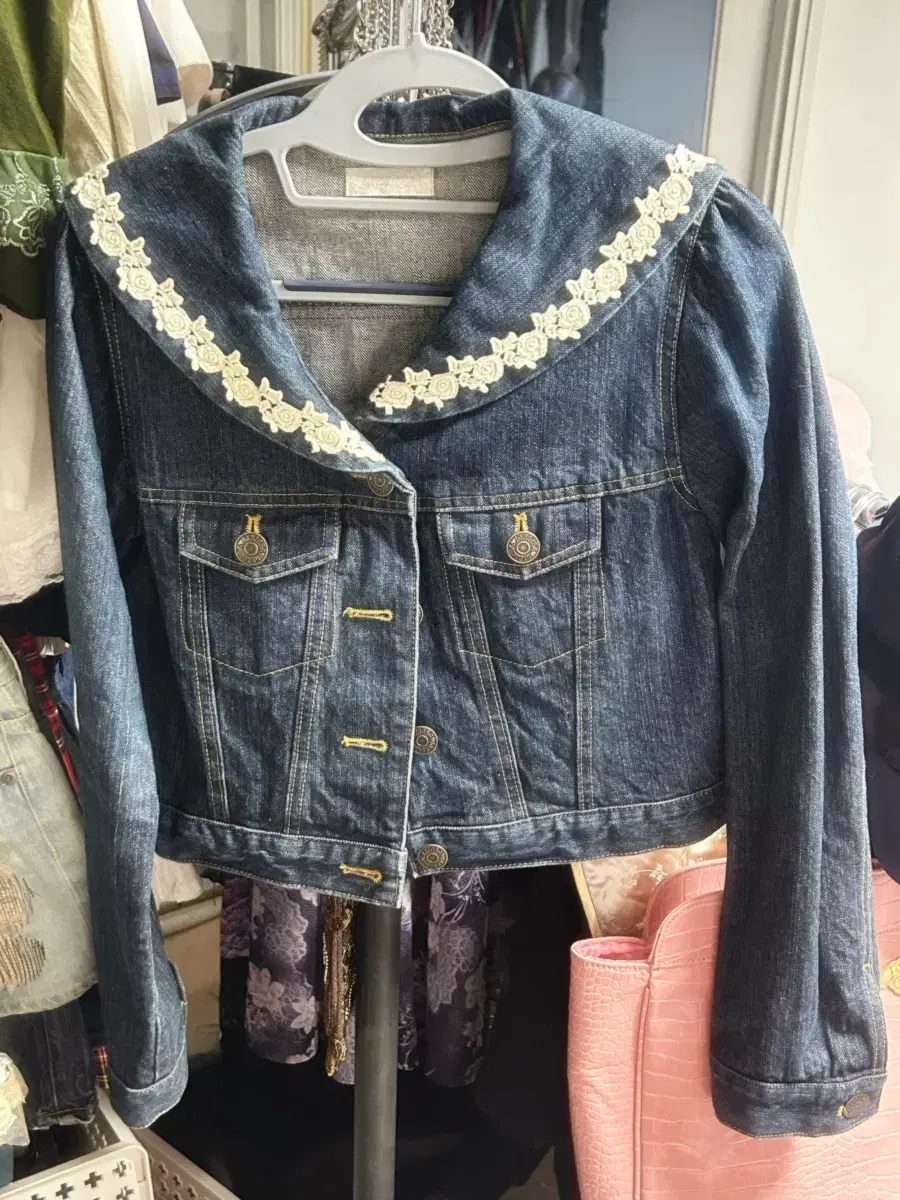 Vintage Liz Lissa kara Lace Detail Denim Jacket