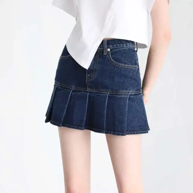 어반드레스 PLEATS DENIM SKIRT DEEP BLUE