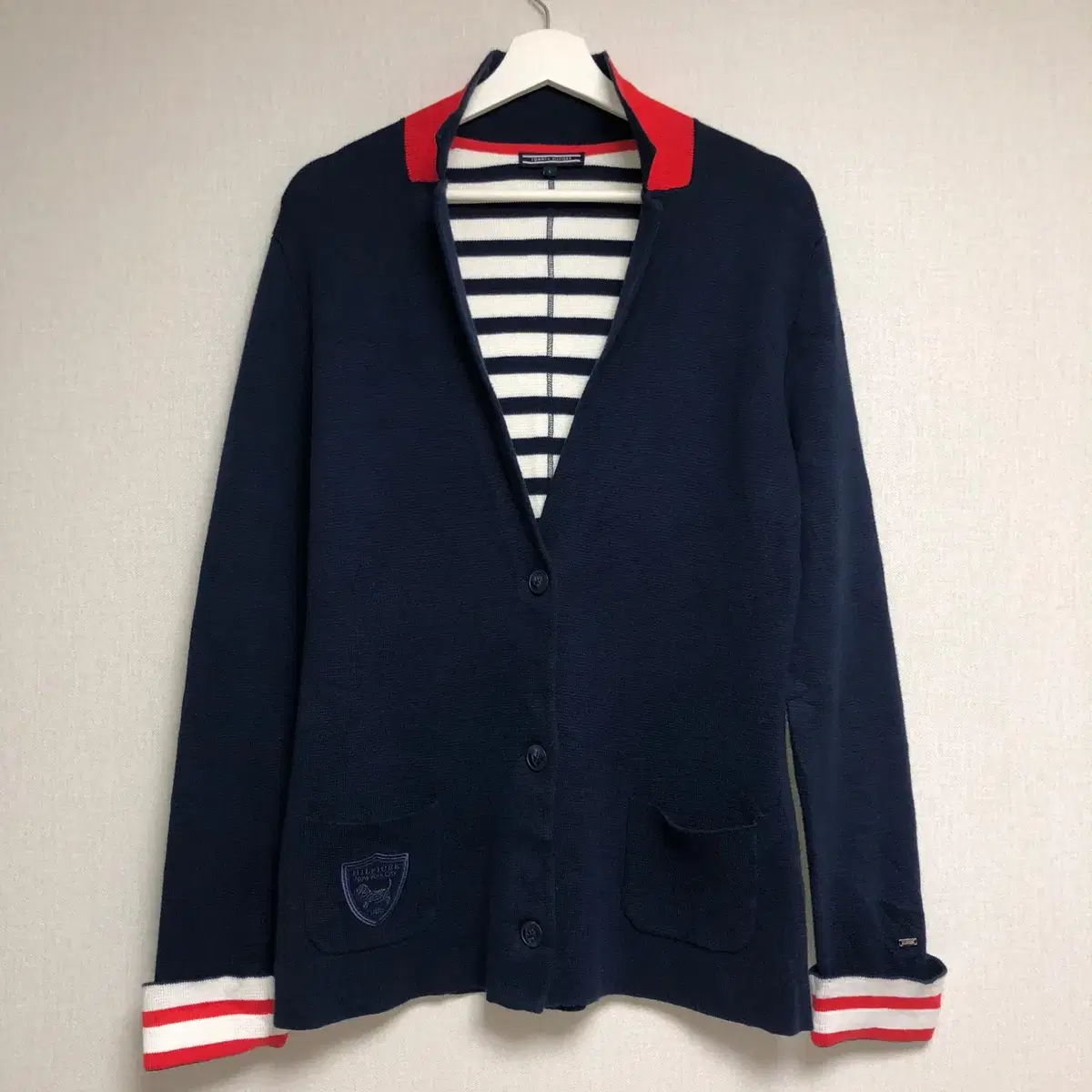 Tommy Hilfiger 클래식 네이비 여성 가디건 (L)