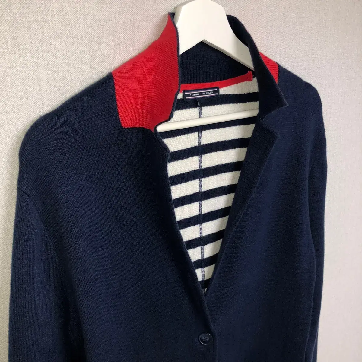 Tommy Hilfiger 클래식 네이비 여성 가디건 (L)