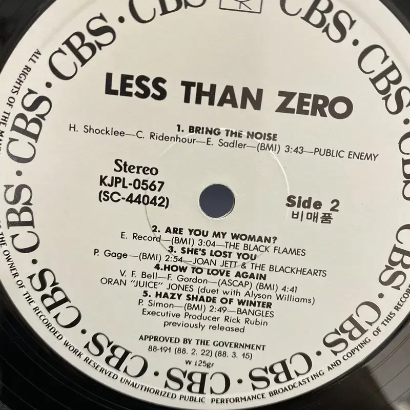 LESS THAN ZERO LP / AA4210