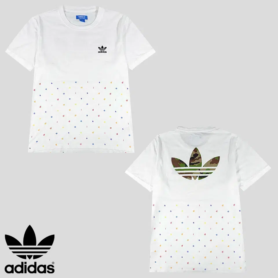 Adidas White Black Embroidered Camouflage Printed Logo Cotton100 Vahn T-shirt