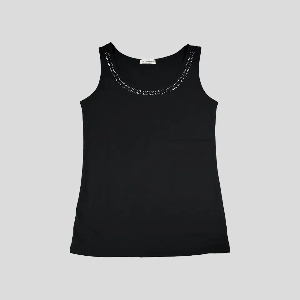 A.V.V STANDARD Black Cubic Beads Cotton Blend Y2K Sleeveless