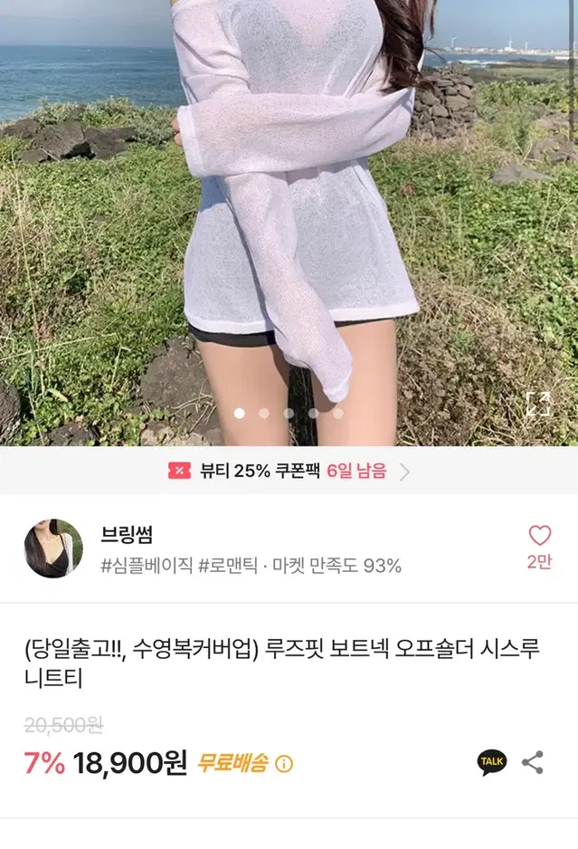 루즈핏 시스루 니트티